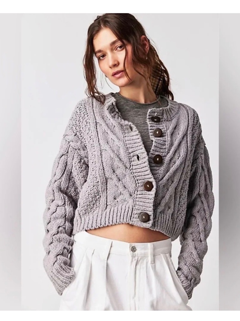 Free People Bonfire Cable Knit Cardi Medium